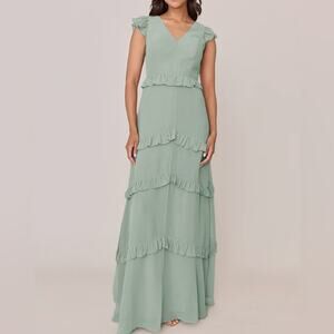 Revelry Formal Dress 8 Gown Amelia Green Sage Bridesmaid Prom Long Boho Fairy